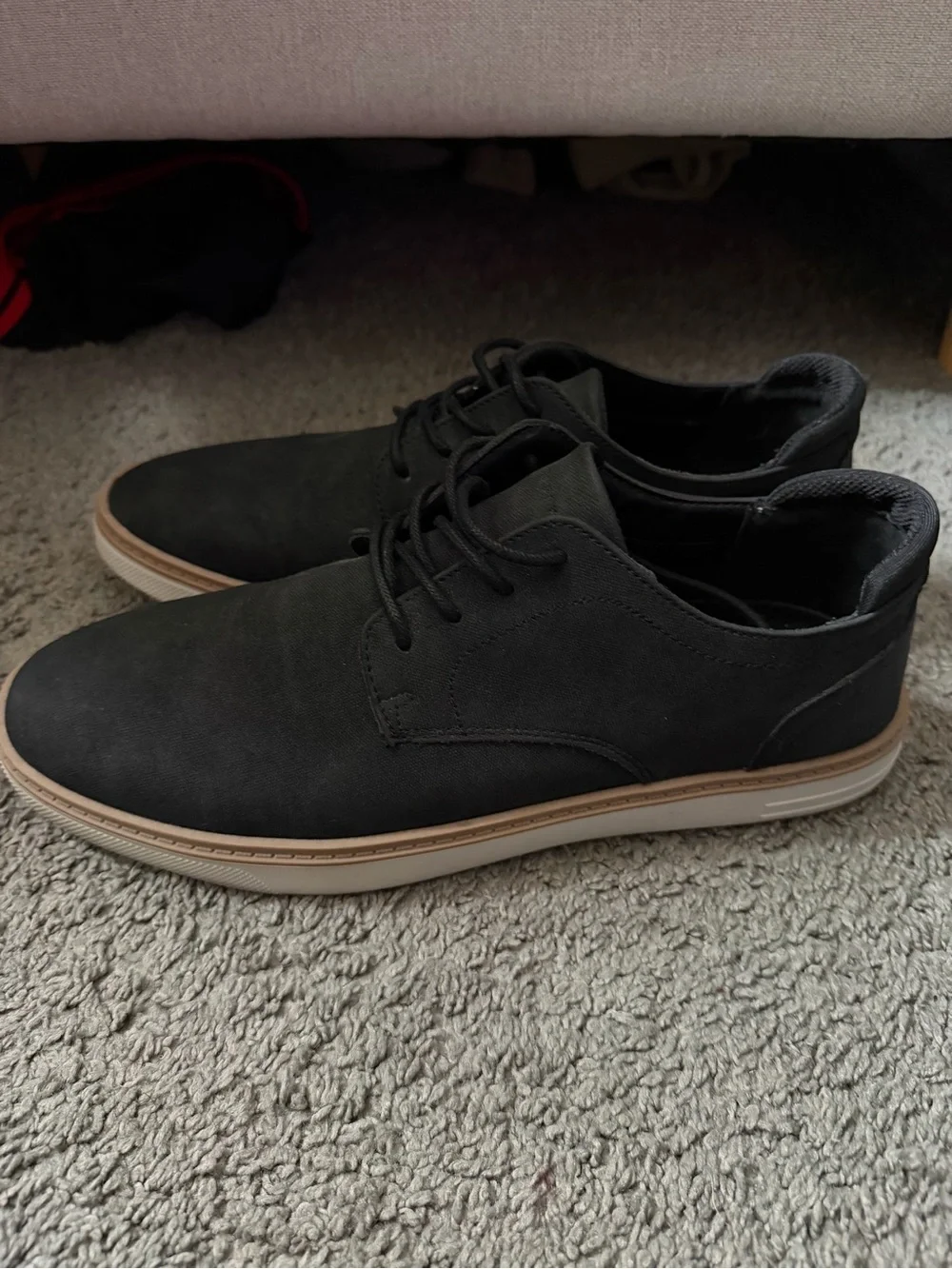 Perry Ellis Men’s Black Canvas Chukka Boots with Tan Sole
